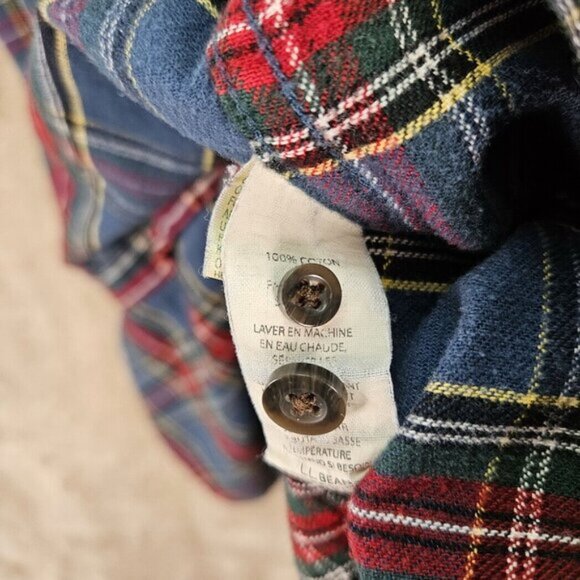 L.L.Bean Women's Scotch Plaid Flannel Shirt Pocket Long Sleeve Outdoor Size S - Picture 9 of 10